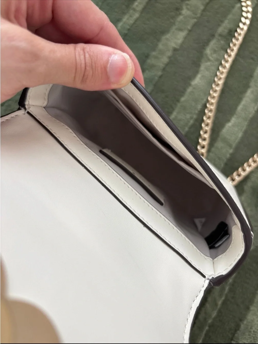 kate spade Cream Shoulder Bag with Red Heart Clasp